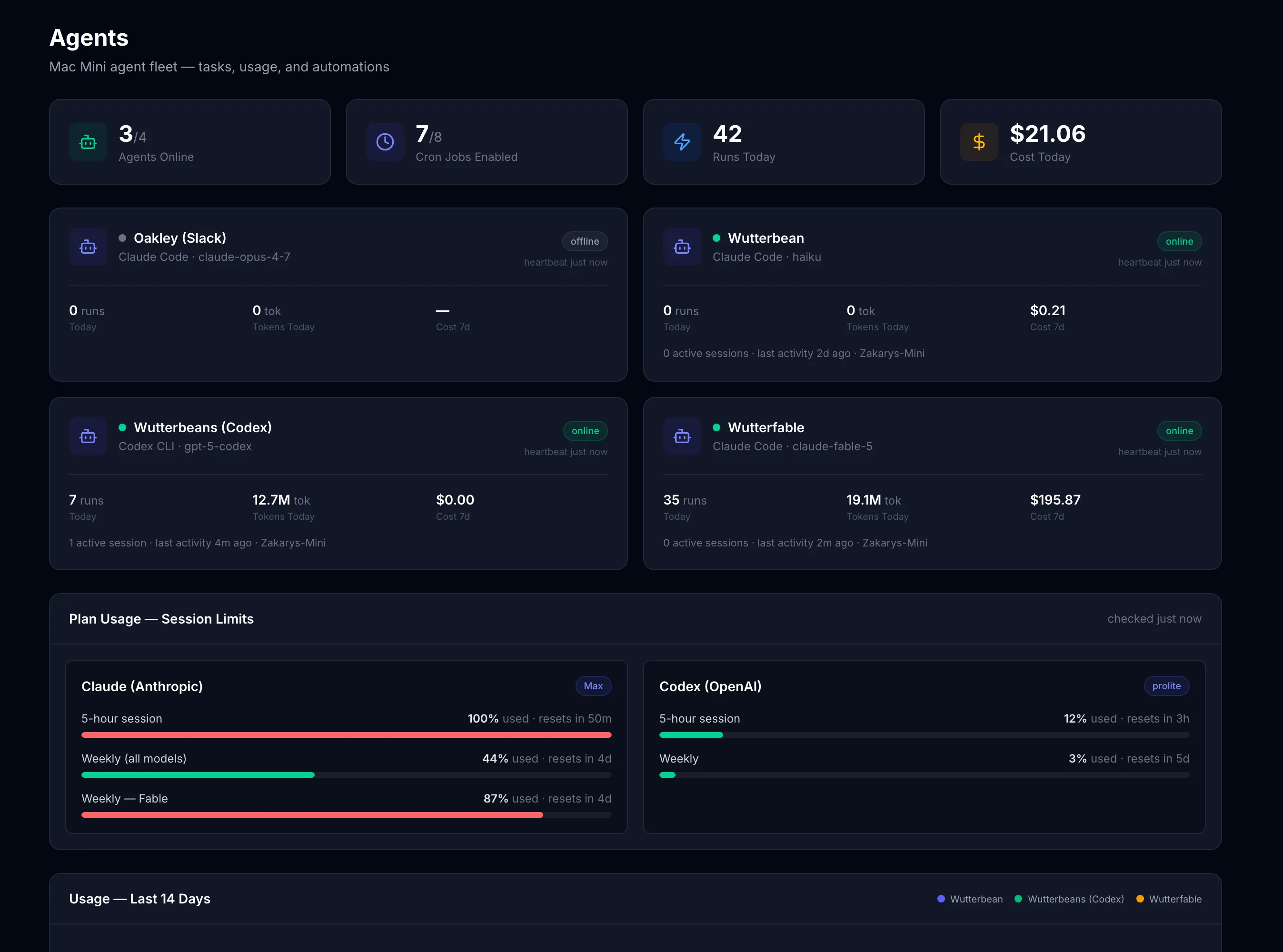 Blue Oak portal — AI agent fleet module